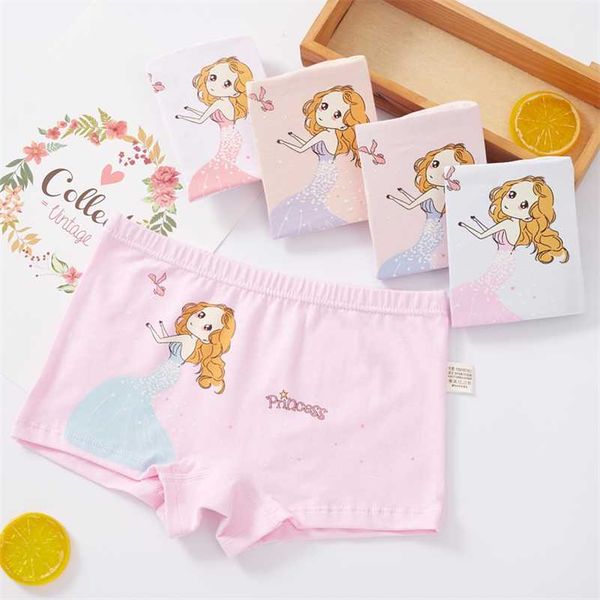 4 Pz / lotto 2-12Y Biancheria intima per bambini Cotone Mutandine per ragazze Ragazze carine Modello Underpant Bambini Boxer Slip Principessa Pantaloni Panty 211122