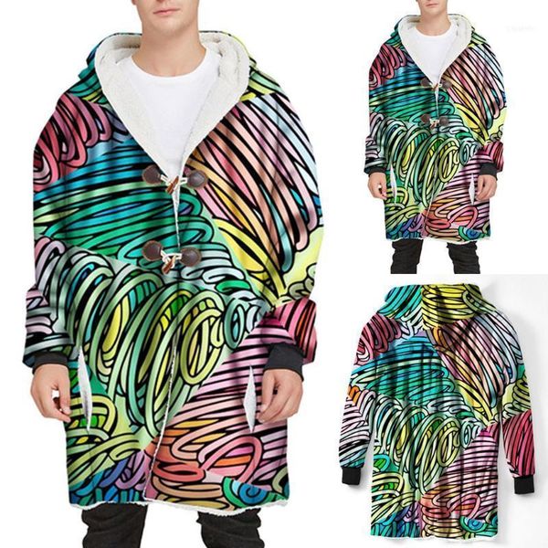 

men's jackets 3d printed thick jacket winter warm stylish hooded wild fashion casual jacket#g31, Black;brown