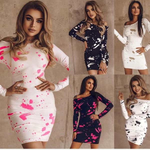

casual dresses autumn dress for women long sleeve ins print color bodycon spring female vestido fashion beach mini c2751, Black;gray
