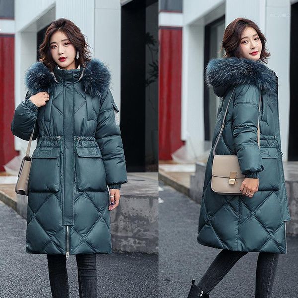 

women's down & parkas 2021 winter padded jacket women mid-length students female coat thick warm hooded plus size ladies clothing, Black
