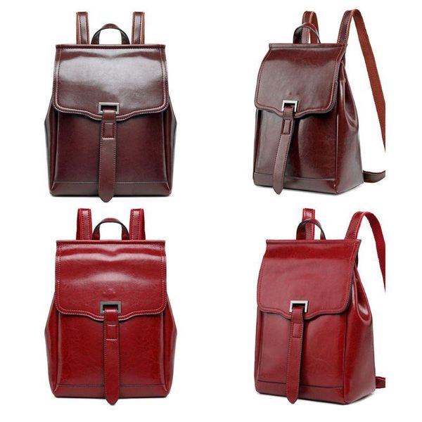 

backpack women genuine leather travel handbag shoulder school bag rucksack satchel