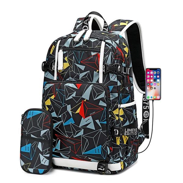 

backpack men school bags waterproof usb charging for teenagers bagpack high boy student pencil bag set