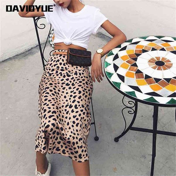 

leopard print skirt women a-line high waist wild midi s womens things long s summer 210702, Black