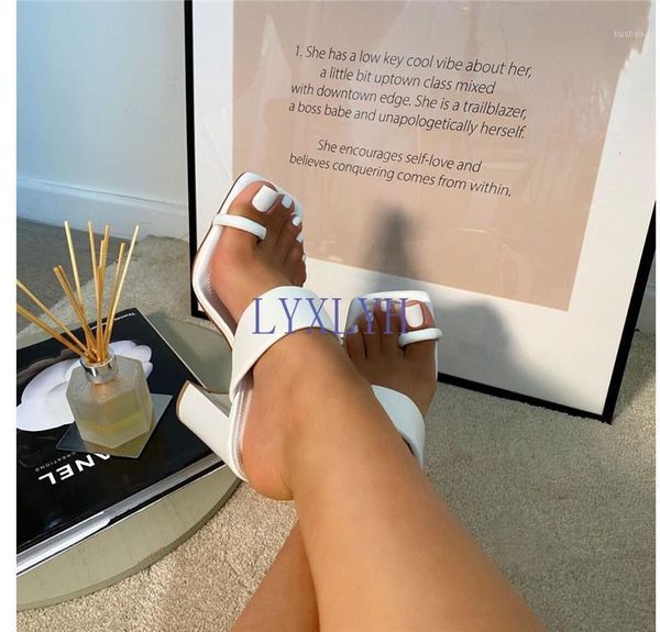 

slippers 2021 design clip toe narrow band female outdoor fashion block heels sandals for women slides summer shoes 35-421, Black