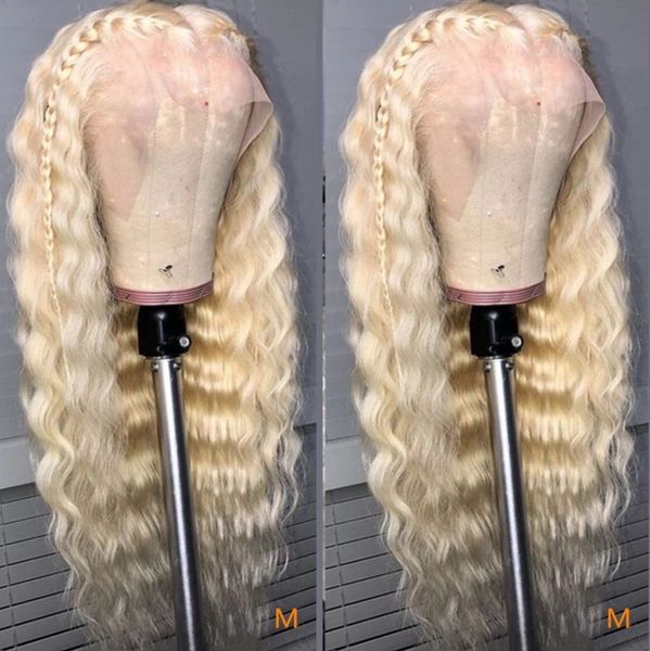 

30inches long water wave Synthetic Lace Front 613 Honey Blonde Wig preplucked Glueless natural soft hair For Black Women, Mix color