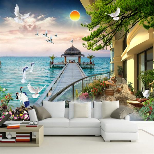 

wallpapers po custom 3d non-woven wallpaper nature wall mural landscape painting tv background for living room