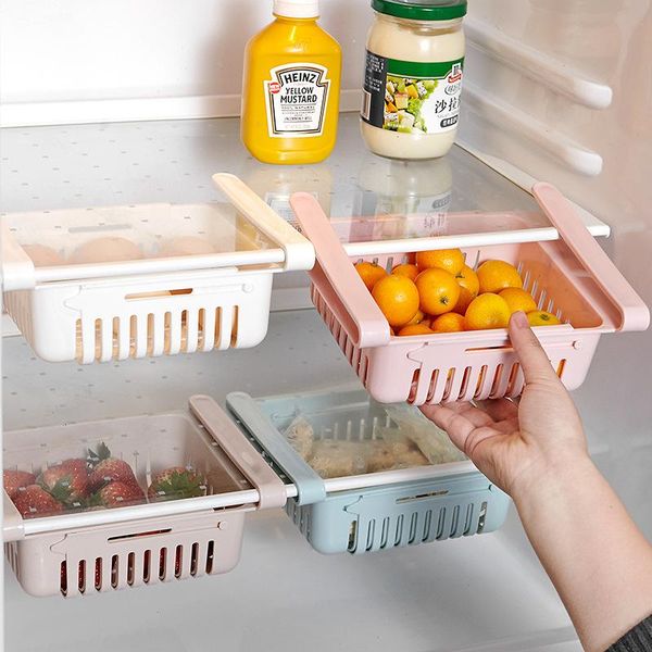 

adjustable and stretchable fresh spacer layer storage rack fridge organizer drawer basket refrigerator pull-out drawers bottles & jars