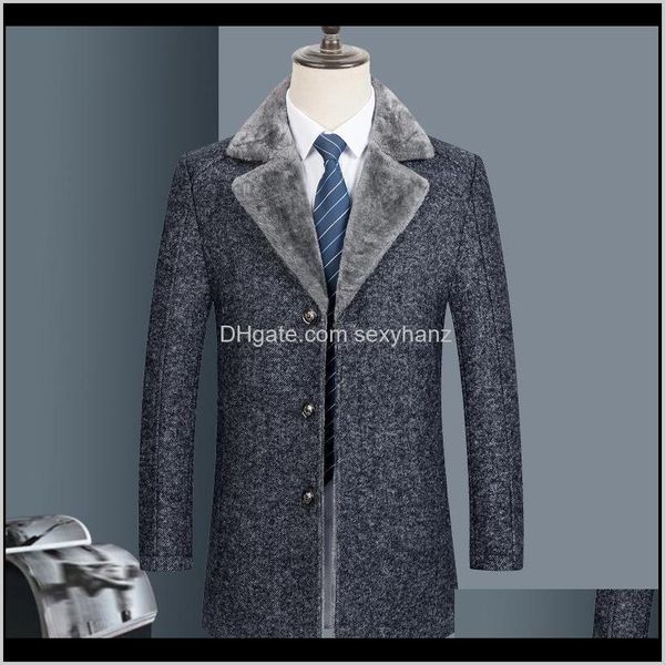 

blends outerwear & coats clothing apparel drop delivery 2021 fashion cross border amazon collar woolen coat windbreaker wool mens thickened, Black
