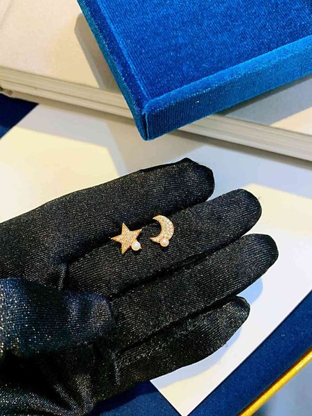

earrings star moon pearl d designer japanese and korean 925 sier high sense, Golden