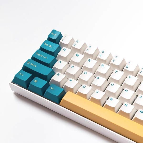 

keyboards 127 keys oem pbt double s keycaps for cherry mechanical keyboard minimalist white blue 64/68/72/84/98
