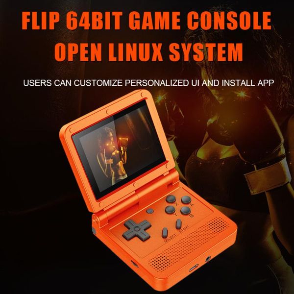 

powkiddy v90 flip handheld console ips screen linux system game +2000 games mini retro for kids ps portable players