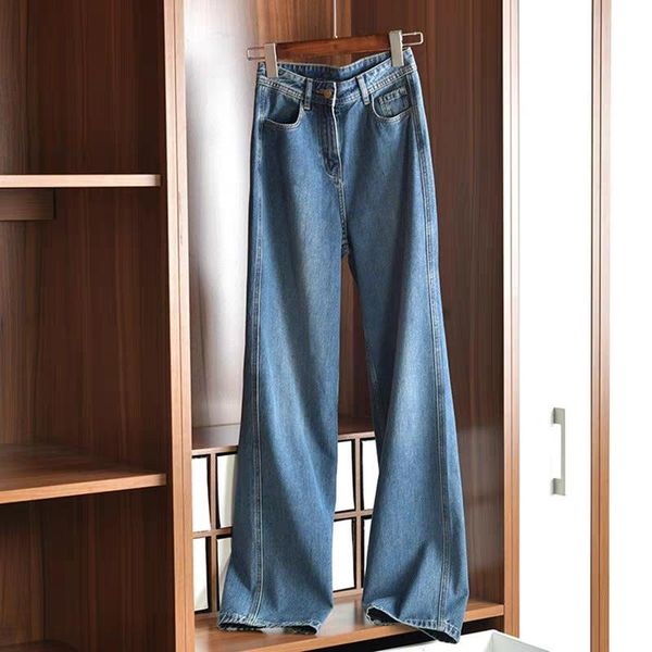 

women's jeans long straight high waist washed blue