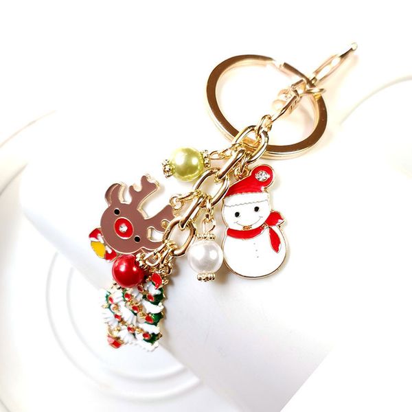 

key chain christmas tree elk snowman pendant small gift for the elderly, Silver