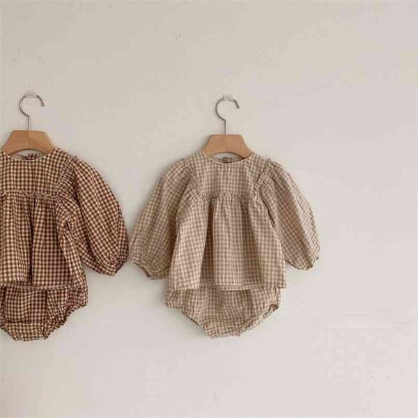 

infant and toddler plaid set baby outing two-piece baby girl clothes set fall 210702, White
