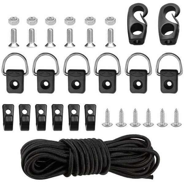 

rafts/inflatable boats kayak deck rigging kit 8ft bungee cord mounting set with elastic nylon stainless steel screw c rings j hooks water sp