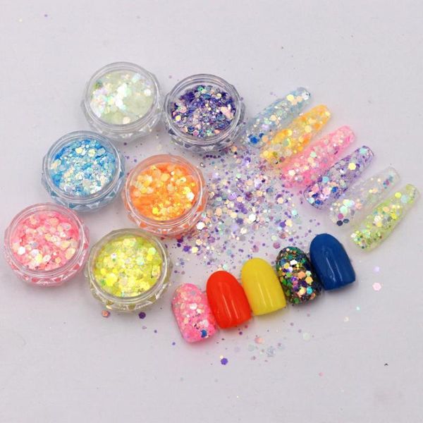 

boxes/set nail chunkys noctilcent beautify nails abs fashion diy manicure luminous sequins for beauty art decorations, Silver;gold