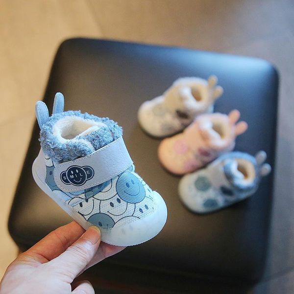 

boots 2021 winter baby girls boys snow cartoon children infant toddler shoes outdoor soft bottom warm plush kids, Black;grey