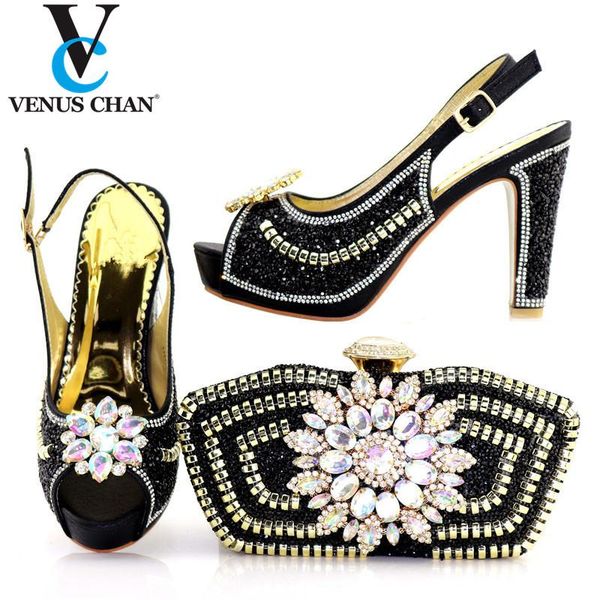 

black italian sandals with matching bag for woman shoes and purse set african wedding pumps