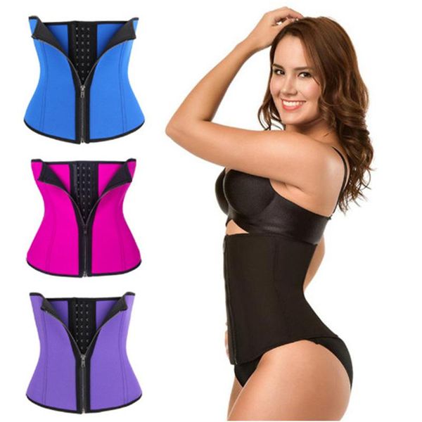 

waistband shapewear court corset three-row buckle with zipper body sports fitness weight loss belt postpartum belly band waist support, Black;gray