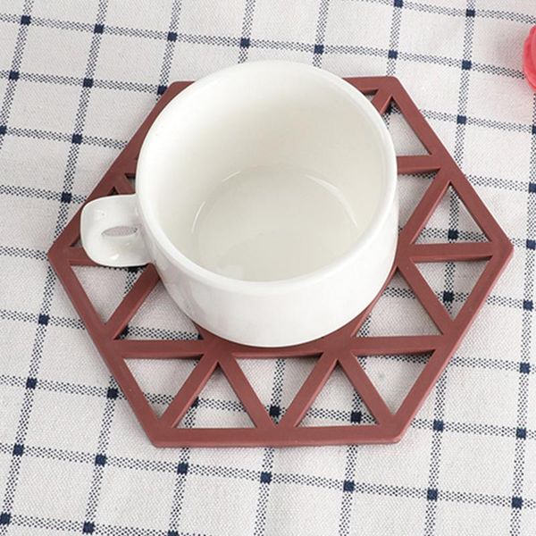 

mats & pads cup holder coasters anti-scalding hollowed out heat resistant rubber mat non-slip pot table placemat he