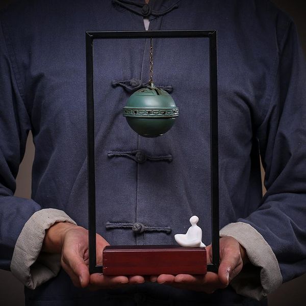 

fragrance lamps porcelain alloy 33cm zen buddha incense burner white pottery chinese monk ceramic censer retro style home decor