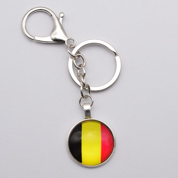 

countries flag keychain germany usa italy poland spain flag glass cabochon pendant metal keyring gift for women men, Silver