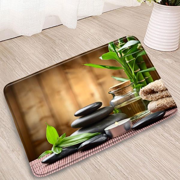 

bath mats green bamboo bathroom mat zen stone leaves plants flowers phalaenopsis doorway welcome rugs bedroom kitchen non-slip carpets