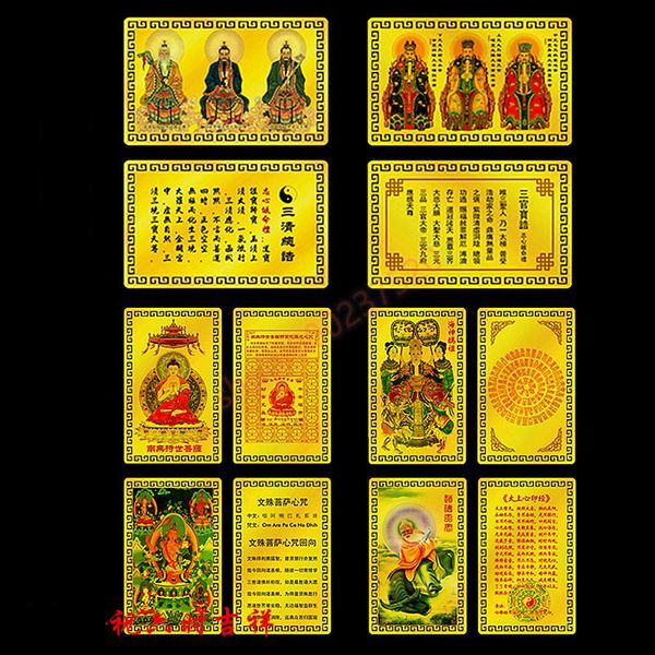 

multi style buddha statue, god mantra wheel, metal buddhist / taoist card, kaiguang peace amulet card decorative objects & figurines
