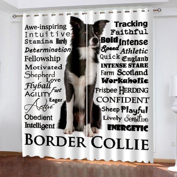 

curtain & drapes pet dog animal realistic printing curtains bedroom living room shading fabrics custom decorative with hook accessories