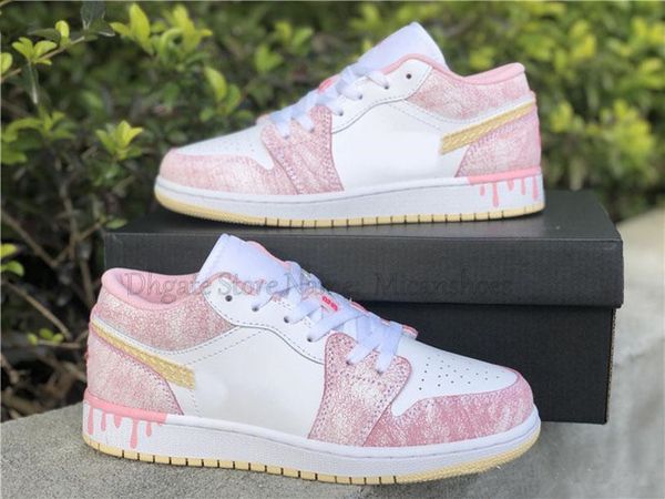 

1 low gs light arctic pink 1s basketball shoes womens trainers jumpman sports designer sneakers, White;red