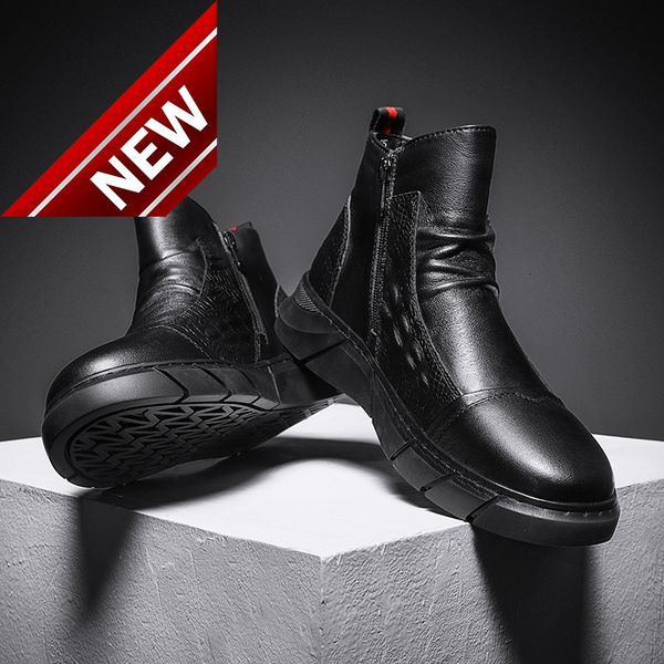 

winter high martin boots men's shoes british wind work clothes locomotive chelsea black waterproof war training leather
