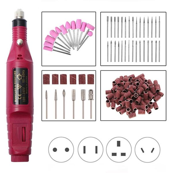 

nail drill & accessories 1set 20000rpm electric machine manicure milling cutters set remove gel polish portable