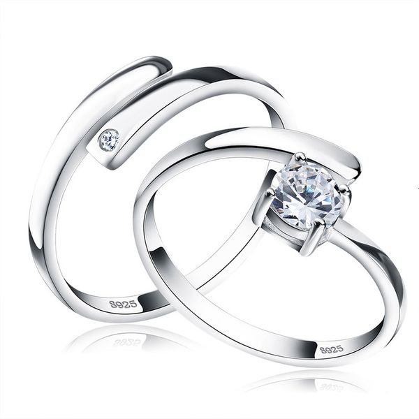 

luxury rings ringtin s925 silver adjustable couple ring platinum zircon wedding