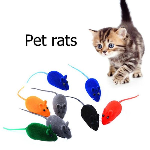 

cat toys flocking mouse realistic sound pet mice plush rubber interactive supply