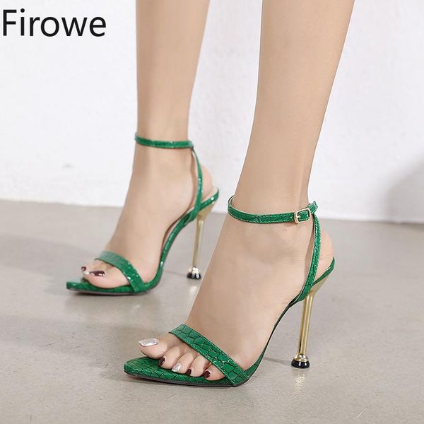 

firowe women ankle strap high heels sandals pointed toe female party shoes zapatos de mujer tacon cuadrado gladiator, Black