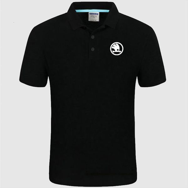 

skoda shirt summer short sleeve men polos cotton spring casual, White;black