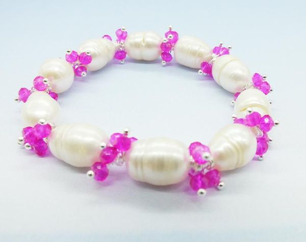 

beaded, strands 1pcs 11-12mm great baroque pearl/crystal, beautiful bracelet 100% tahiti pearl 19cm, Black