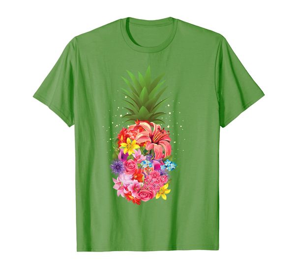 

cute tropical pineapple flowers aloha hawaii shirt gift, White;black