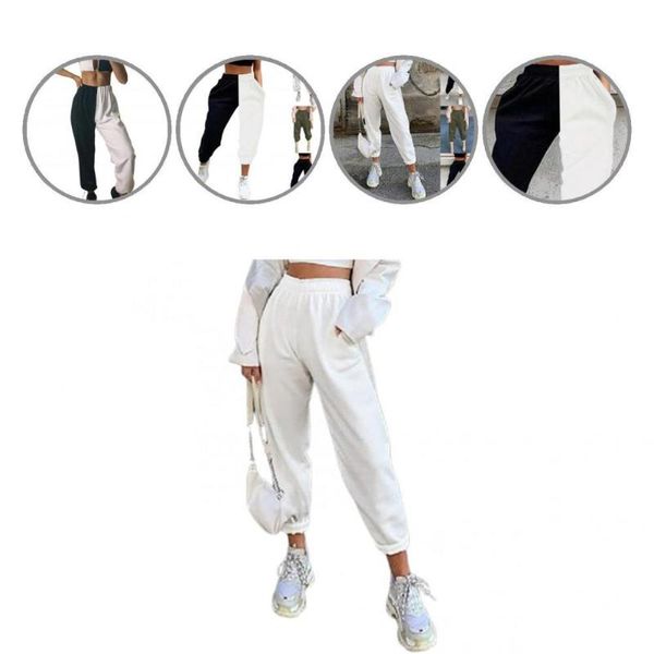 

women's pants & capris ultra soft stylish solid color high waist sweatpants breathable casual ankle banded streetwear, Black;white