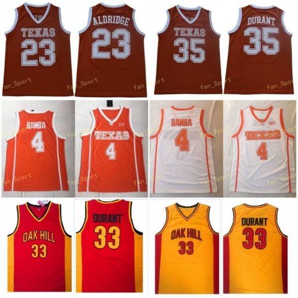 

texas longhorns kevin durant 35 lamarcus aldridge 23 mohamed bamba 4 college basketball jerseys durant oak hill high school stitched jersey, Black