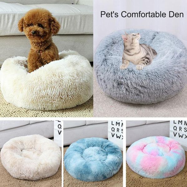 

kennels & pens dog cat bed sleeping cave soft plush pet round warm mat practical