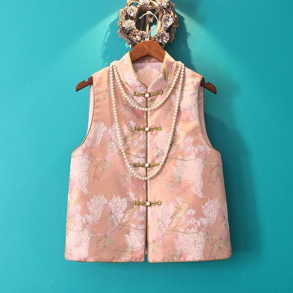 

ethnic clothing chinese style lady elegant year festival pink waistcoat, Red