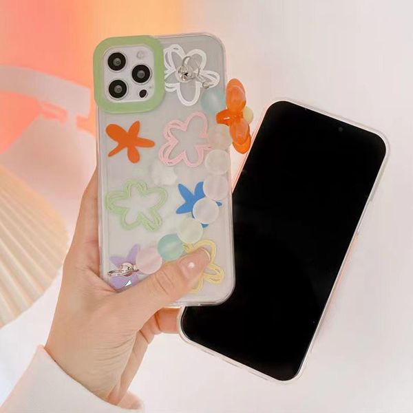 

cell phone pouches summer cute fresh flowers case for 11 pro max xr xs 6s 7 8 plus se2 soft shell hanging cord rope chains