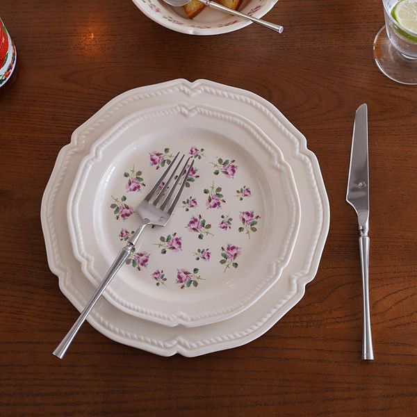 

dishes & plates french pastoral romantic tableware set rose candlelight dinner ceramic steak cutlery plate western dish cl62202