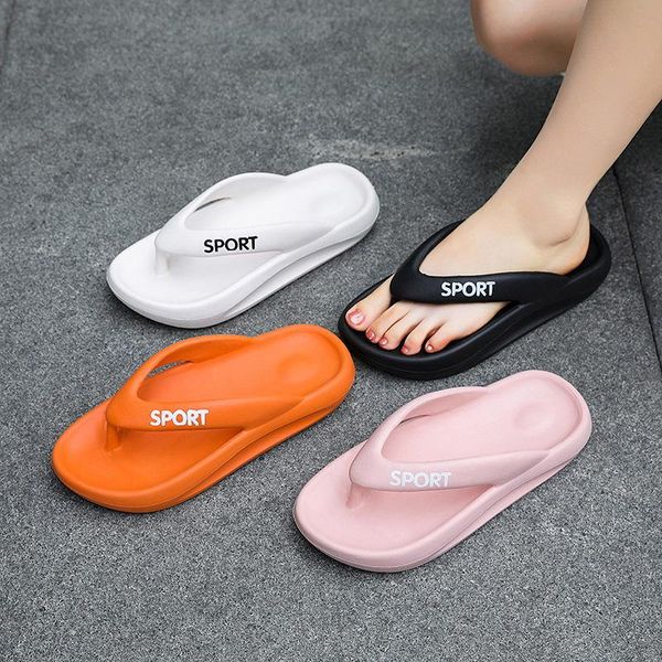 

slippers slipperssummer slipper thick-soled couple flip flops eva bathroom non-slip slippersflip-flop sandals and slipperwomen, Black