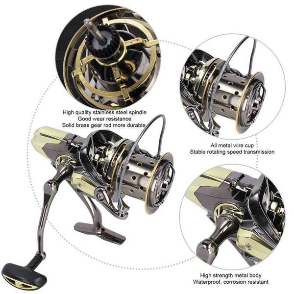 

baitcasting reels original gx8000/10000/12000 reel fishing spinning 10+1bb stainless steel bearing brake force 20-25kg power metal spool