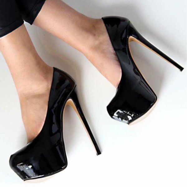 

fashion party shoes pu fabric about 15cm high-heeled women's round toe pumps size: 34-45 lady for woman plus size dress, Black