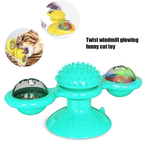 

cat toys educational play game tickle windmill toy teasing interactive kitten with led ball scratching pet massage turntable soft