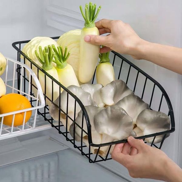 

storage baskets 1 pcs kitchen accessories organizer basket metal iron cabinet refrigerator hollow tablesundries snack vegetable