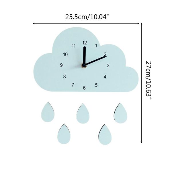 

wall clocks q9qf nordic cartoon cloud rainbow raindrop clock wooden silent mute decor